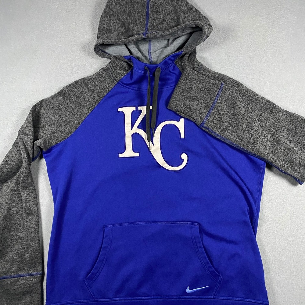 Nike Therma-FIT Kansas City Royals Hoodie Womens Large‎ Blue Grey MLB 30449X-RY1
